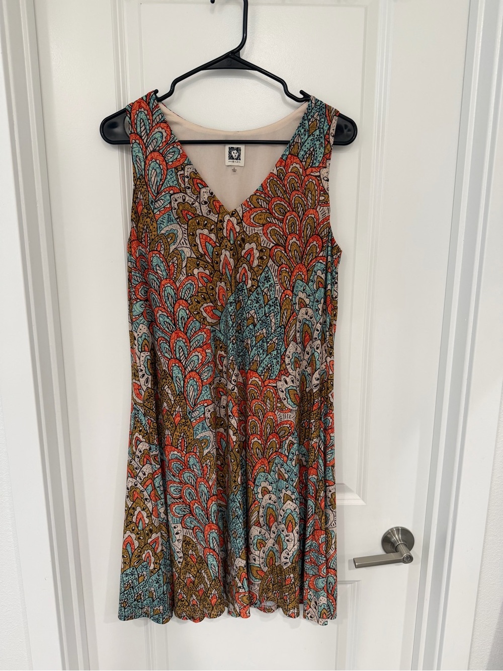 Anne Klein Coral, Teal & Mustard Paisley Midi Dress